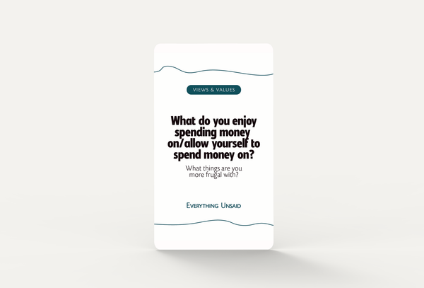 Views and values category card from Everything Unsaid Dating & Couples relationship conversation deck