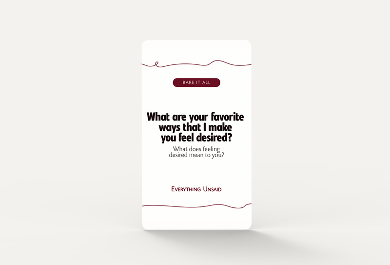 Bare it all category card from Everything Unsaid Long-Term & Married Couples relationship conversation deck